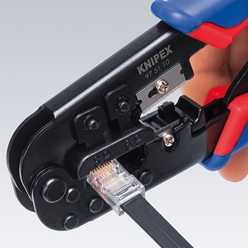 Crimpadora Acero 190x70x18mm Negro RJ11 RJ45 Guillotina KNIPEX