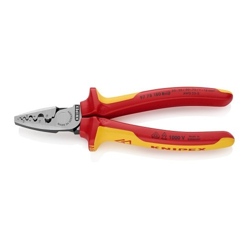 Alicate Crimpadora Acero 180x56x28mm 0.25-16mm² Mangos Aislados KNIPEX