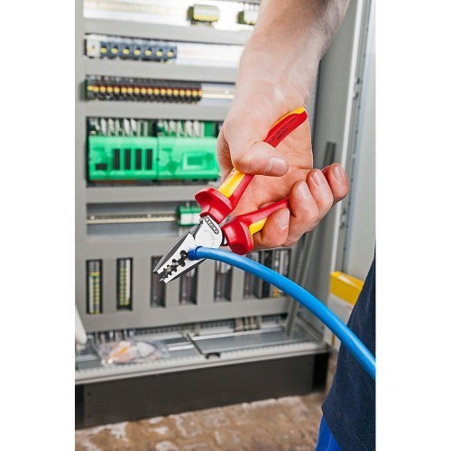 Alicate Crimpadora Acero 180x56x28mm 0.25-16mm² Mangos Aislados KNIPEX