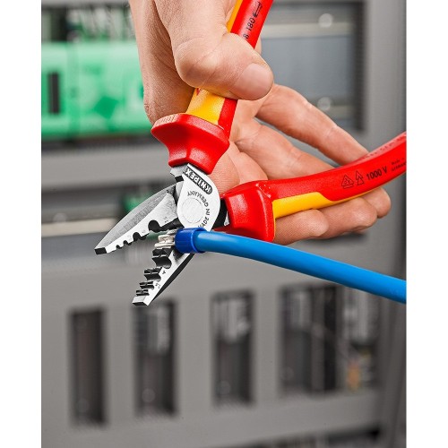 Alicate Crimpadora Acero 180x56x28mm 0.25-16mm² Mangos Aislados KNIPEX