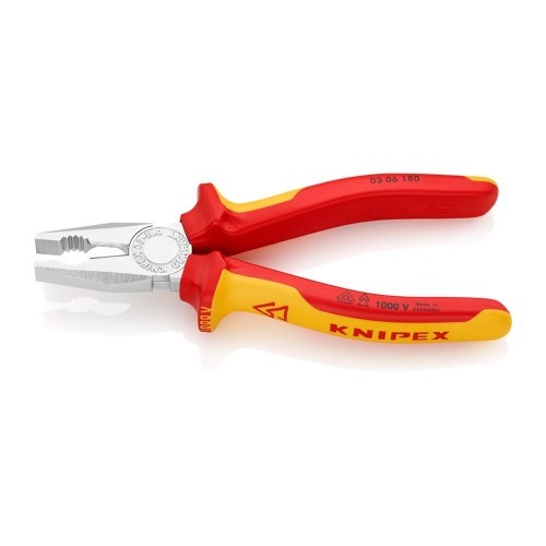 Alicate Universal Cromado 180x65x20mm Mangos Aislados KNIPEX