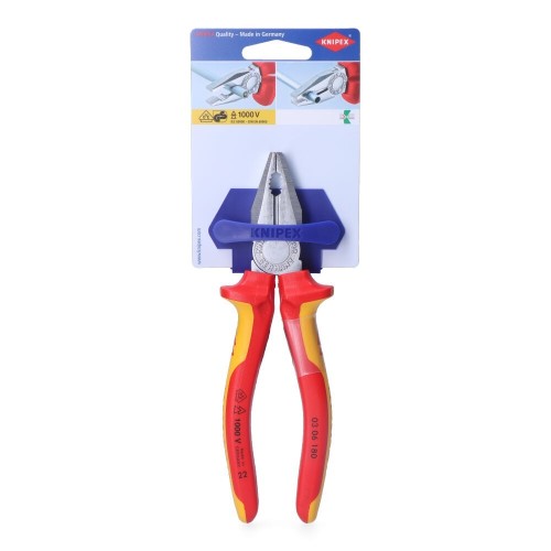Alicate Universal Cromado 180x65x20mm Mangos Aislados KNIPEX