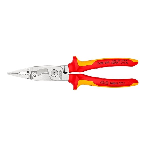 Alicates Para Electricista Cromado 200mm Mangos Aislados KNIPEX