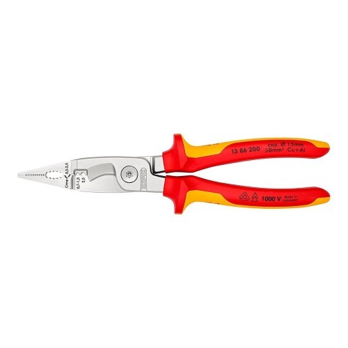 Alicates Para Electricista Cromado 200mm Mangos Aislados KNIPEX