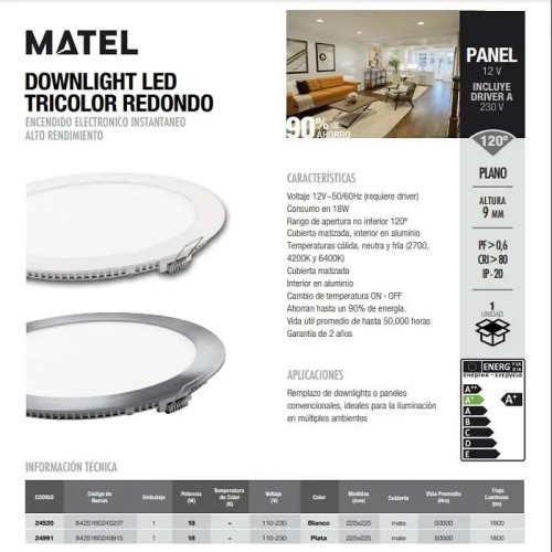 Downlight LED redondo blanco 18W.tricolor - 2 Downlight LED redondo blanco 18W.tricolor - 2