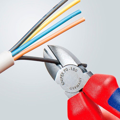 Alicate Corte Diagonal Acero 180mm Mango Bimaterial Negro KNIPEX