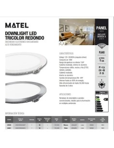 Downlight LED redondo plata 18W.tricolor - 1 2