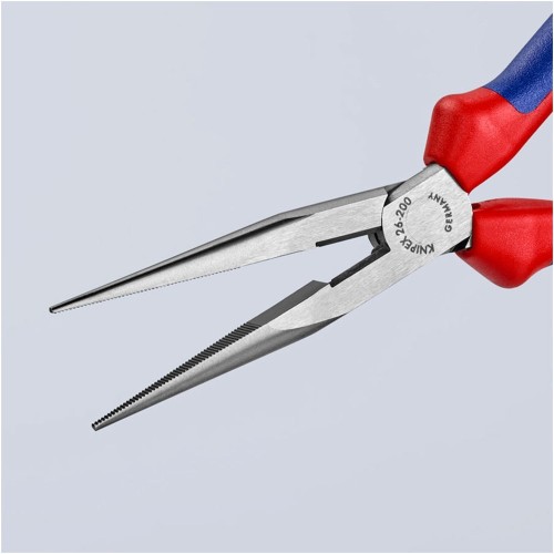Alicate Punta Larga Boca Semiredonda 200mm Mango Multicomponente Negro KNIPEX