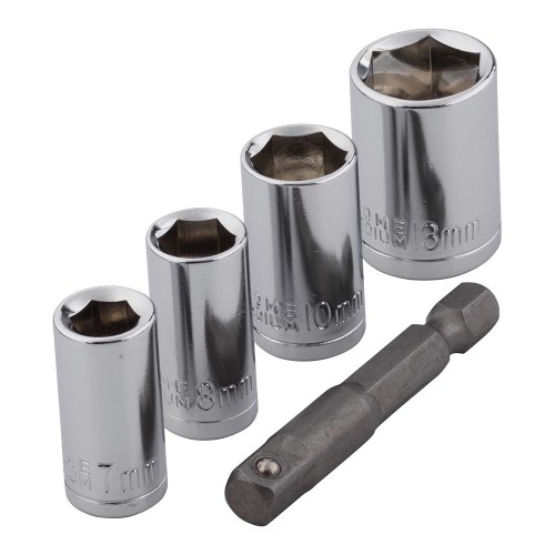 Juego Llaves Vaso Acero 7mm 8mm 10mm 13mm 5Piezas Wolfcraft