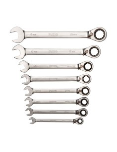 Juego Llaves Combinadas Carraca Acero 8-19mm Cromado Mate 8Pzs IRIMO