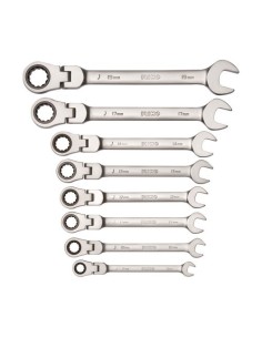 Juego Llaves Combinadas Carraca Acero 8-19mm Cabeza Flexible Cromado IRIMO