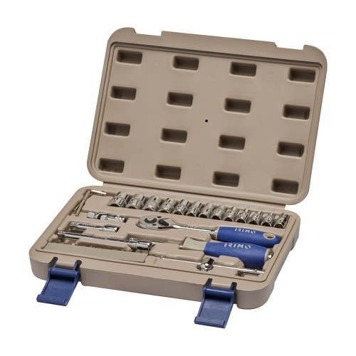 Juego Carraca Acero 1/4 35 Piezas Cromado Caja Polietileno Irimo