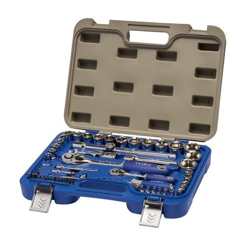 Juego Carraca Acero Cromado Vasos Hexagonales 8-32mm 4-13mm 58Pzs IRIMO