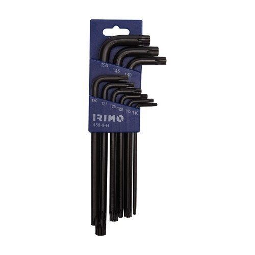 Juego Llaves Acodadas Acero 9Piezas Torx T10-T50 Negro Soporte Irimo