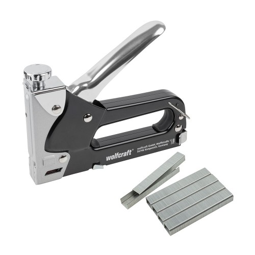 Grapadora Manual Caja Metálica Para Grapas 4-14mm Incluye 1000 Grapas 8mm WOLFCRAFT