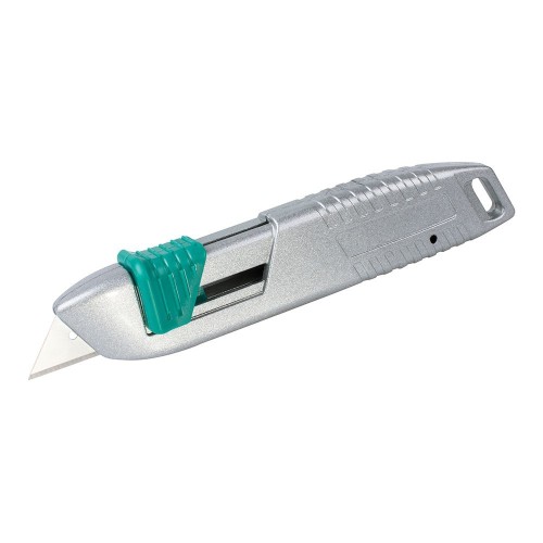 Cuter De Seguridad Metal Cuchilla Trapezoidal Retráctil 0.15kg WOLFCRAFT
