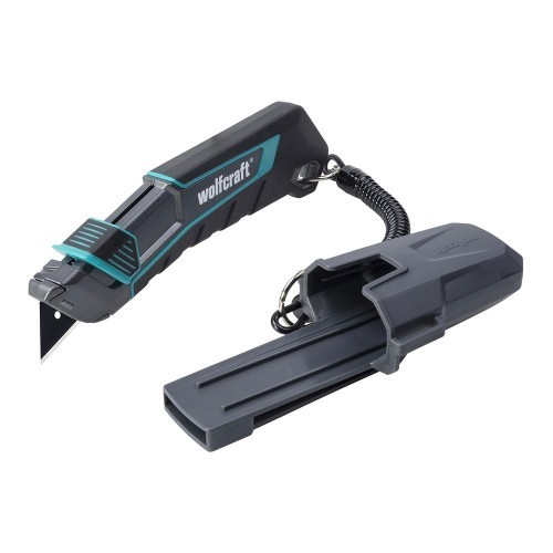 Cúter De Seguridad Metálico Con Funda Cordón Cuchilla Pro Sharp Wolfcraft
