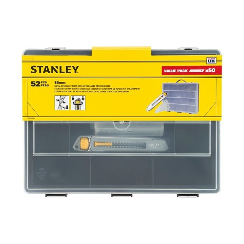 Cutter Metálico Retráctil 18mm 50 Cuchillas Organizador 33.5x5.6x25.5cm STANLEY