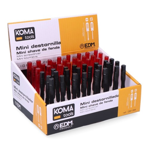 Expositor Mini Destornilladores 85mm 48 Unidades Planos Estrella KOMA TOOLS