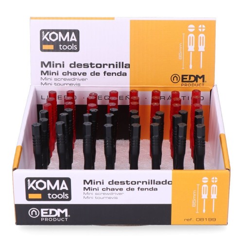 Expositor Mini Destornilladores 85mm 48 Unidades Planos Estrella KOMA TOOLS
