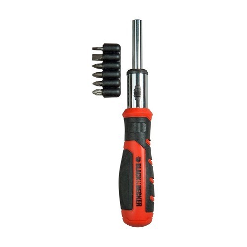 Set Destornillador Carraca 3 Posiciones 6 Puntas Cromo Vanadio BLACK+DECKER