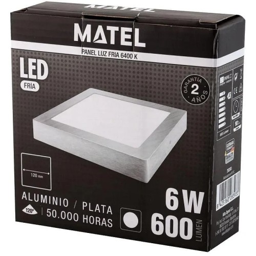 Downlight LED superficie cuadr.plata 6W.(Fría, Cálida, Neutra) - 2