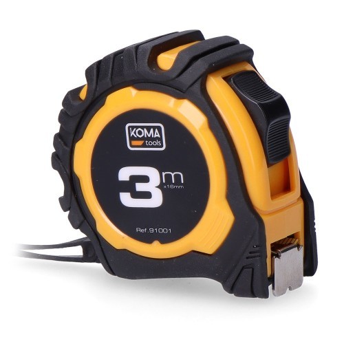 Flexómetro ABS 3m16mm Cinta Antideslizante Numeración Amarilla KOMA TOOLS