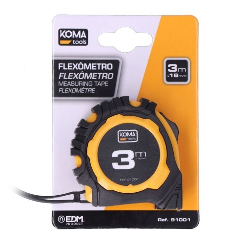 Flexómetro ABS 3m16mm Cinta Antideslizante Numeración Amarilla KOMA TOOLS