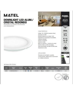 Downlight LED redondo cristal 24W.Fría - 1 2