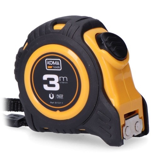 Flexómetro ABS 3mx16mm Gancho Magnético Clip Auto Lock Amarillo KOMA TOOLS