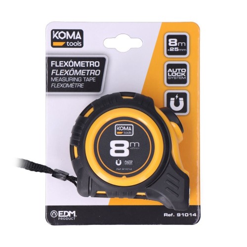 Flexómetro ABS 8mX25mm Gancho Magnético Cinta Amarilla KOMA TOOLS