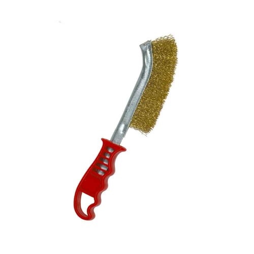 Cepillo Alambre Latonado Mango Plástico 245mm Rojo MOTA HERRAMIENTAS