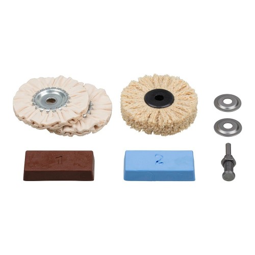 Kit Pulido Metales Plástico Mármol Accesorios Mandril Disco Pasta Wolfcraft