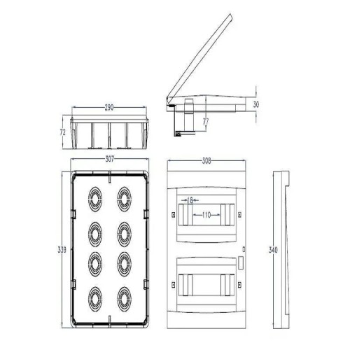 Armario de empotrar 24 módulos IP40 puerta gris - 2
