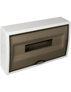 Caja de distribución de superficie de  18 elementos (blanco y fumé) - 1 2