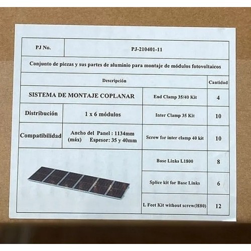 Kit estructura Coplanar 6 Vertical LFeet - 1