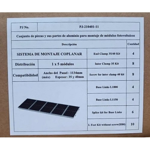 Kit estructura Coplanar 5 Vertical LFeet - 1