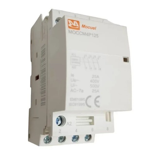Contactor eléctrico modular de 4 polos 25A 2 módulos - 3 Contactor eléctrico modular de 4 polos 25A 2 módulos - 3
