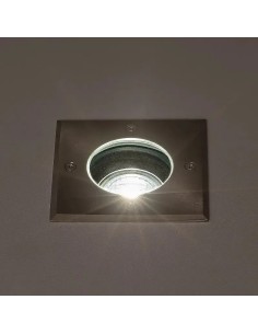 Foco Exterior cuadrado INOX empotrable en suelo para bombillas GU10 - 1 2