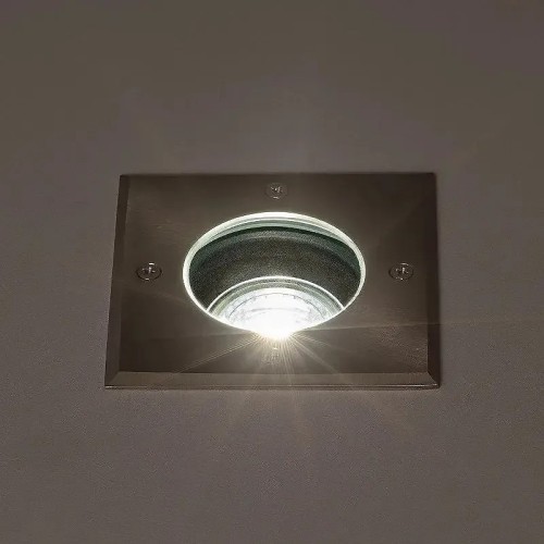 Foco Exterior cuadrado INOX empotrable en suelo para bombillas GU10 - 2