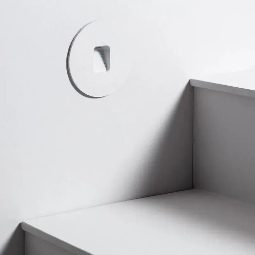 Baliza exterior LED 2W empotrable para pared circular blanco - 1