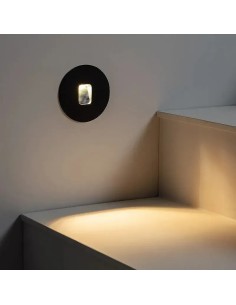 Baliza exterior LED 2W empotrable para pared circular negro - 1 2