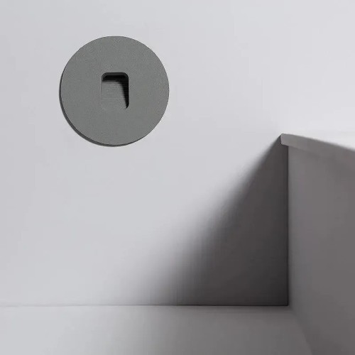 Baliza exterior LED 2W empotrable para pared circular Gris - 5 Baliza exterior LED 2W empotrable para pared circular Gris - 5