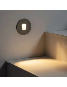 Baliza exterior LED 2W empotrable para pared circular Gris - 1 2