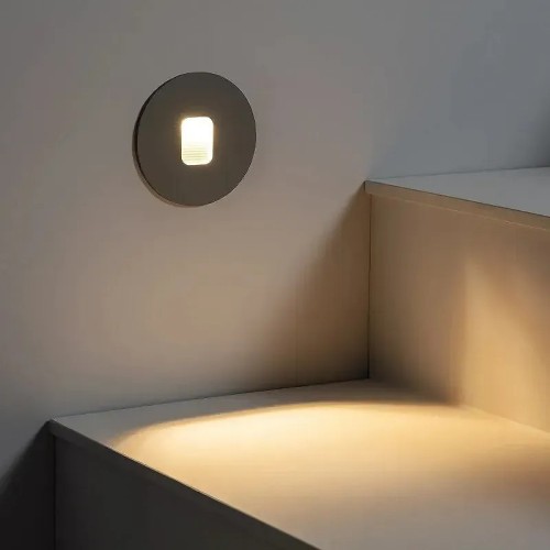 Baliza exterior LED 2W empotrable para pared circular Gris - 2