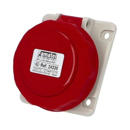 Base empotrar con salida inclinada 10° 3P+N+T 16A 400V IP67 Famatel 24333 - 1