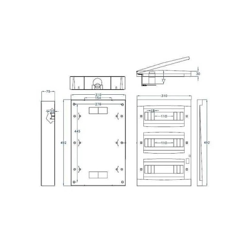 Armario de superficie para automáticos puerta gris 36 módulos IP40 - 2