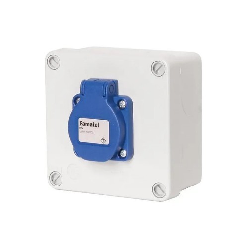 Caja estanca cableada con una toma schuko 2P TT 10/16A IP55 Famatel 3061 - 3