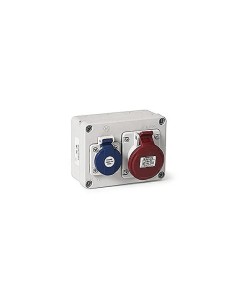 Caja estanca cableada IP44 con una toma schuko 2P 16A + 1 toma 3P+T 16A - 2