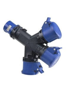 Adaptador enchufe 1 clavija / 3 tomas 2P+T 16A 230V IP54 Famatel 15006 - 2